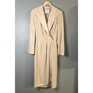 Vintage Couture White Celine Paris Womens Wrap Dress sz 12 Old Money Classic